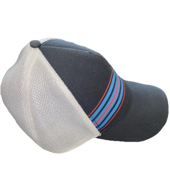 Callaway Snap Back Hat Charcoal with Red and Blue Stripe Design and White Mesh - Picture 5 of 7